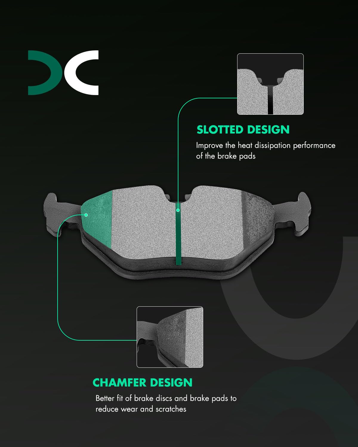 Scitoo Ceramic Brake Pads, 4Pcs Rear Brake Pads Brakes Kits Fit For Bmw 318Is,318Ti,3I,323Ci,323I,323Is,325Ci,325I,325Is,325Xi,3