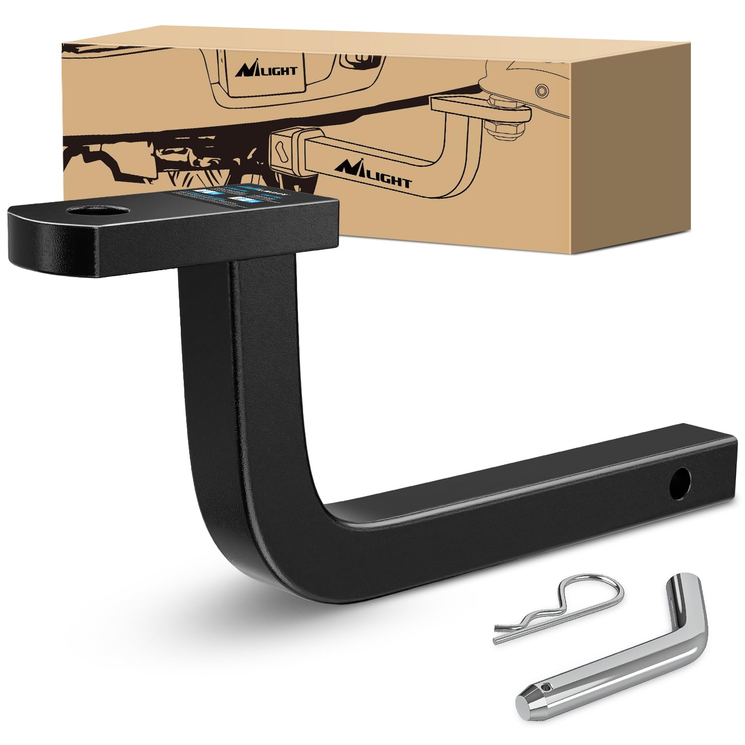 Nilight Trailer Hitch Ball Mount With 1/2'' Hitch Pin Clip Fits 1-1/4 Inch Receiver 3,500 Lbs 3/4 Inch Hole 5 Inch Rise,