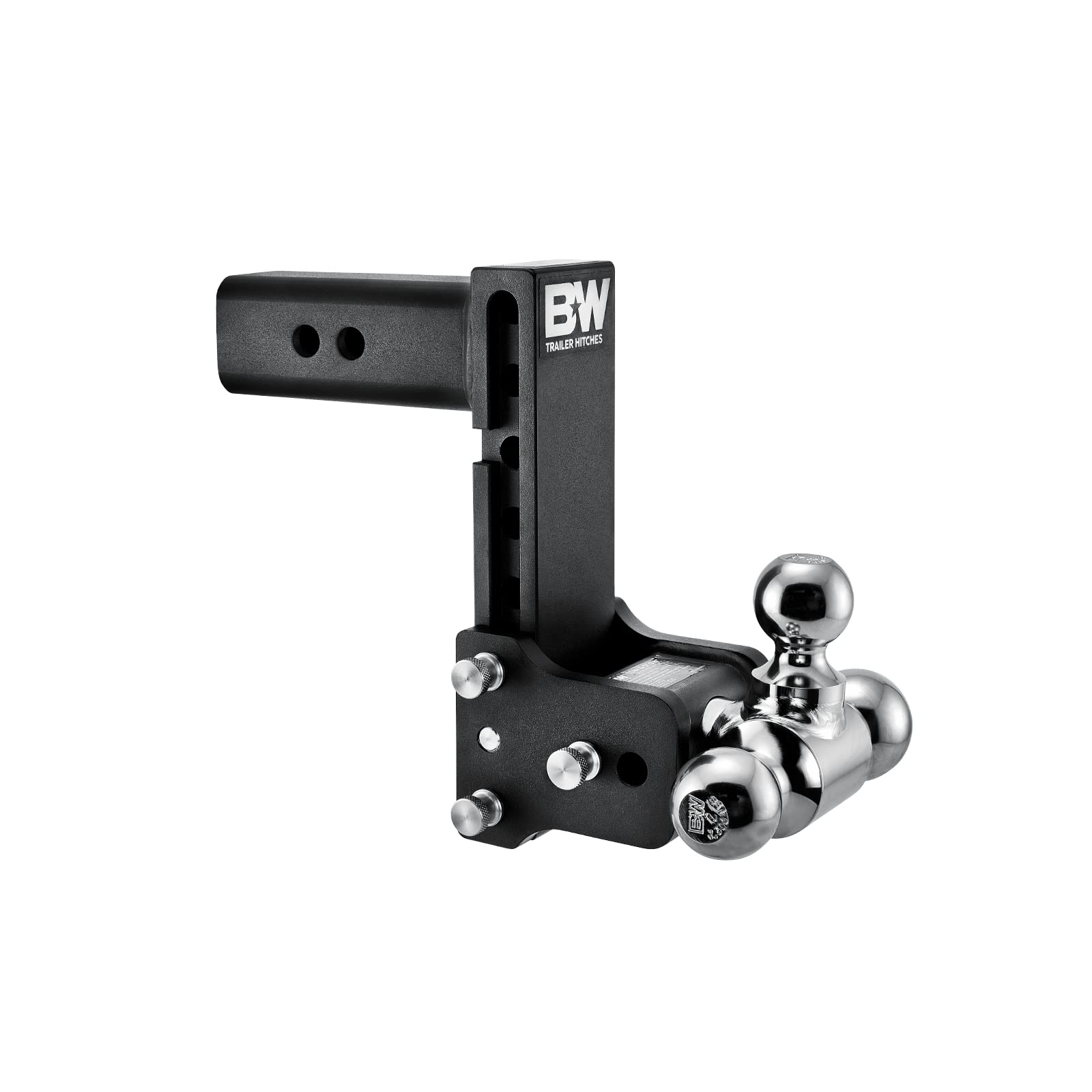 B&W Trailer Hitches Tow & Stow Adjustable Trailer Hitch Ball Mount - Fits 2.5' Receiver, Tri-Ball (1-7/8' X 2' X 2-5/16'), 7' Drop, 18,000 Gtw - Ts20049B