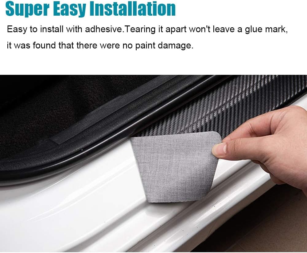 Lexley Carbon Fiber Style Leather Door Sill Protector,Scuff Plate Cover Guard Sills Protector Trim,Welcome Pedal Protect For 200