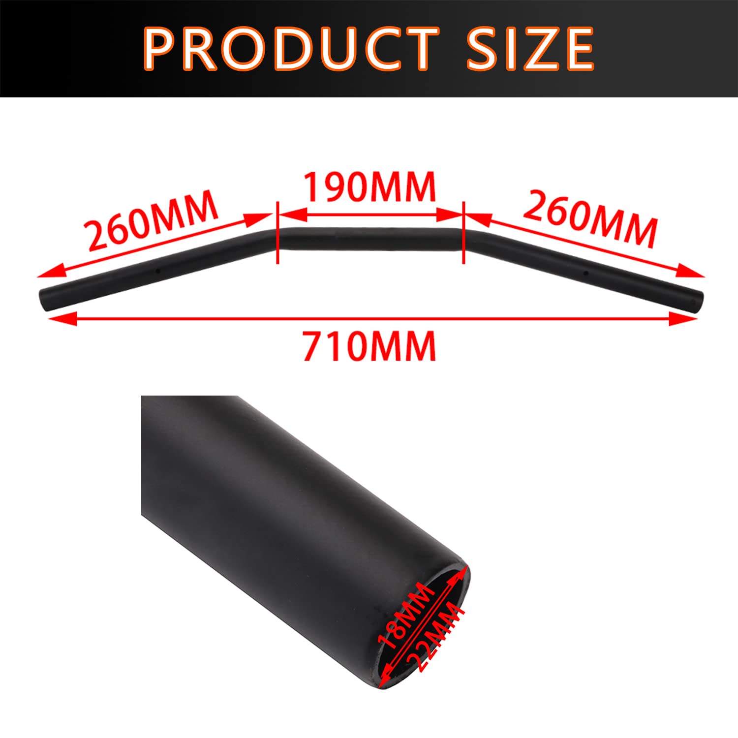 USTPO Motorcycle Drag Bars 22mm 7/8" Handlebars, Black, Model A151114082-C for Bobber, Cafe Racer, Sportster, Cruiser, Chopper