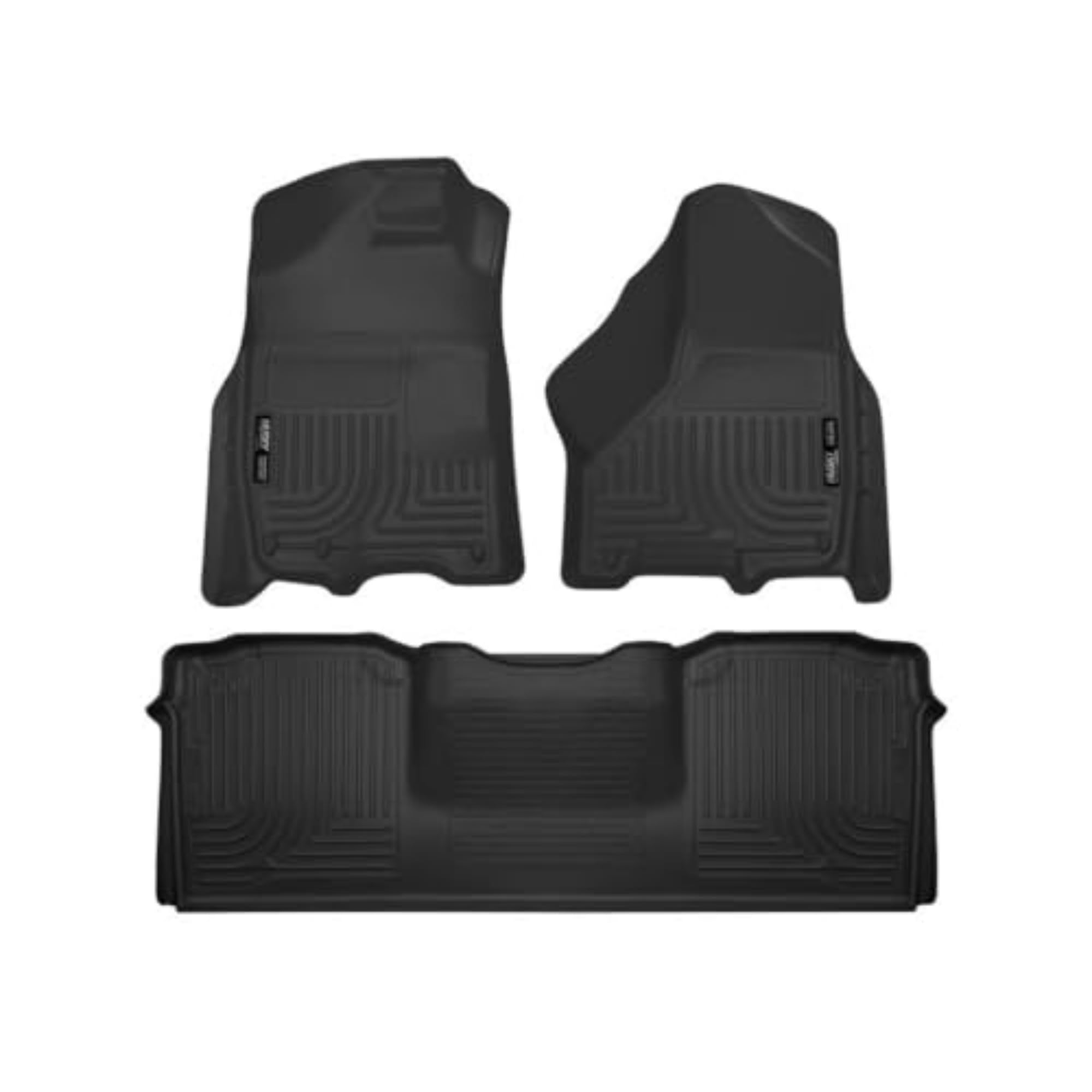 Husky Liners Weatherbeater Floor Mats | Fits 2010-2018 Dodge Ram 2500/3500 Mega Cab | Front & 2nd Row, 3-pc Black - 99041
