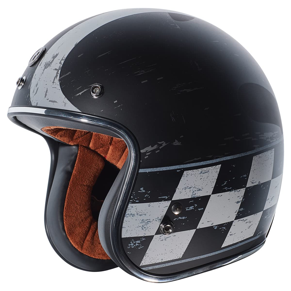Torc Unisex-Adult Open-Face-Helmet-Style T50 Route 66 3/4 Motorcycle Helmet With 'Champ' Graphic (Flat Black, X-Small), 1 Pack