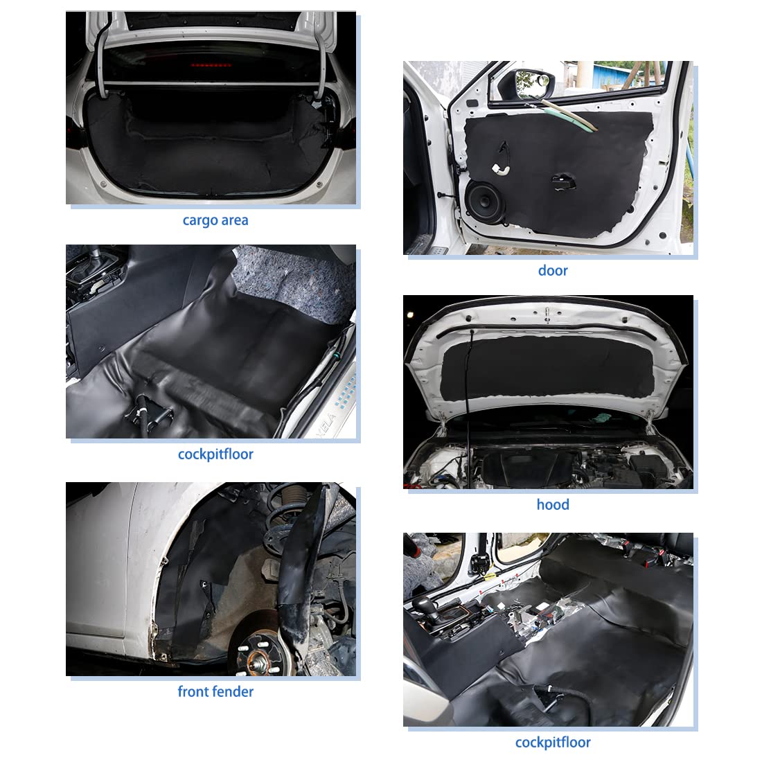 Uxcell 197Mil 16.36Sqft Car Fen-Der Engine Heat Insulation Sound Acoustical Foam Designed Deadener Mat 60''X40''