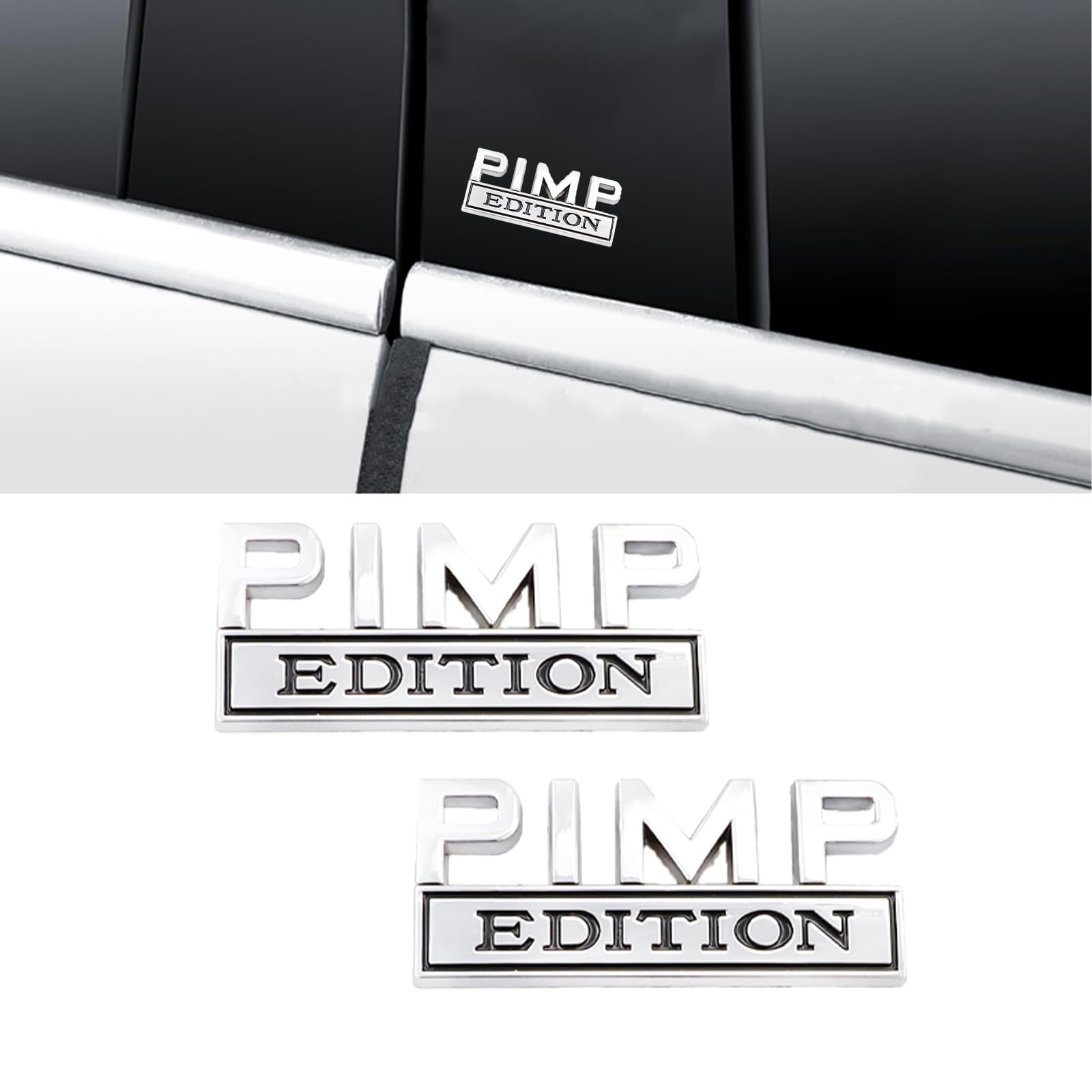 CARRUN Pimp Edition Emblem Badge - Metal 3D Decal Sticker for F150/F250/F350/Silverado/Sierra - 3.1'' x 1.18''