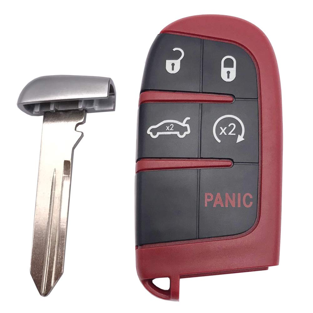 Horande Replacement Key Fob Cover Case for 2016-2020 Dodge Charger, Challenger, Jeep - Red, Model JUC001A