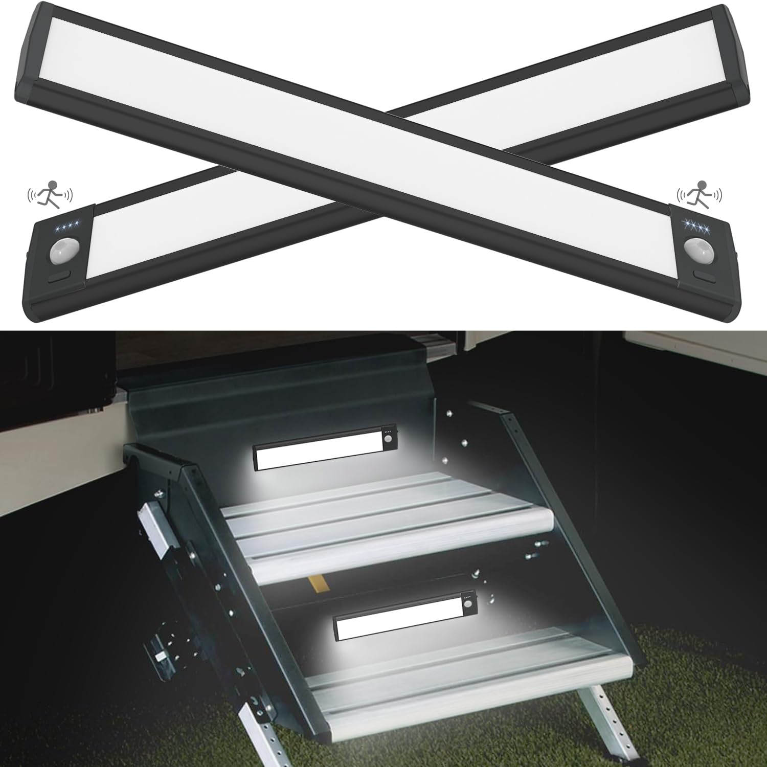 LIGHTULIFE Rv Exterior Light Camping Trailer Accessories,RV Step Light Camper Accessories for Outside Rechargeable Lights Under 