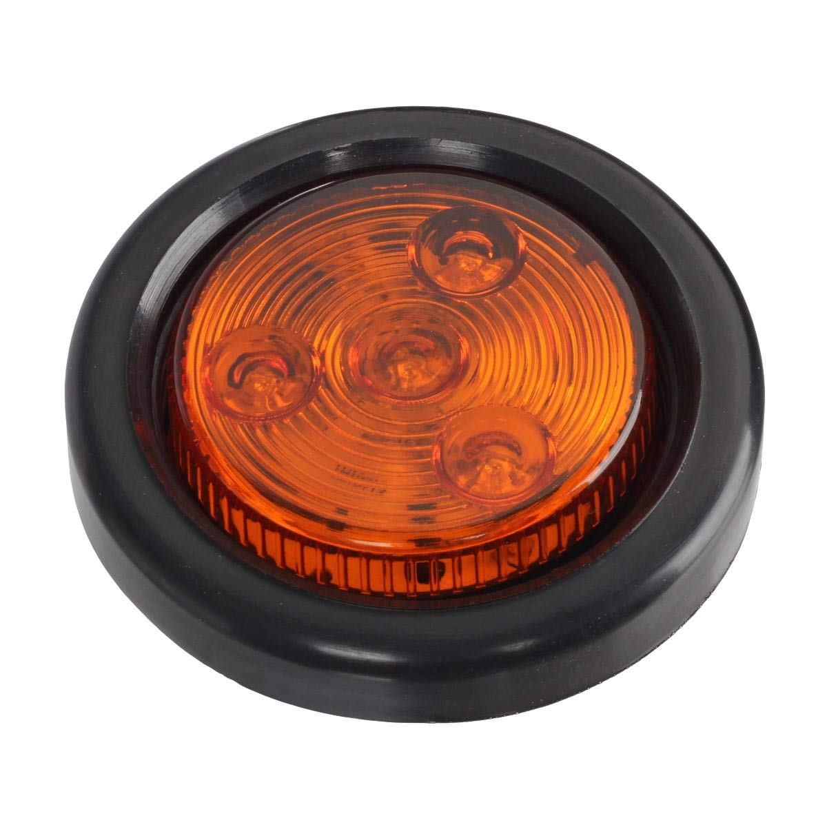Partsam 5Pcs 2'' Amber Round Sealed Clearance Side Marker Light [Dot Approved] 4 Led Mount Grommet/Pigtails For Trailer Truck Ca