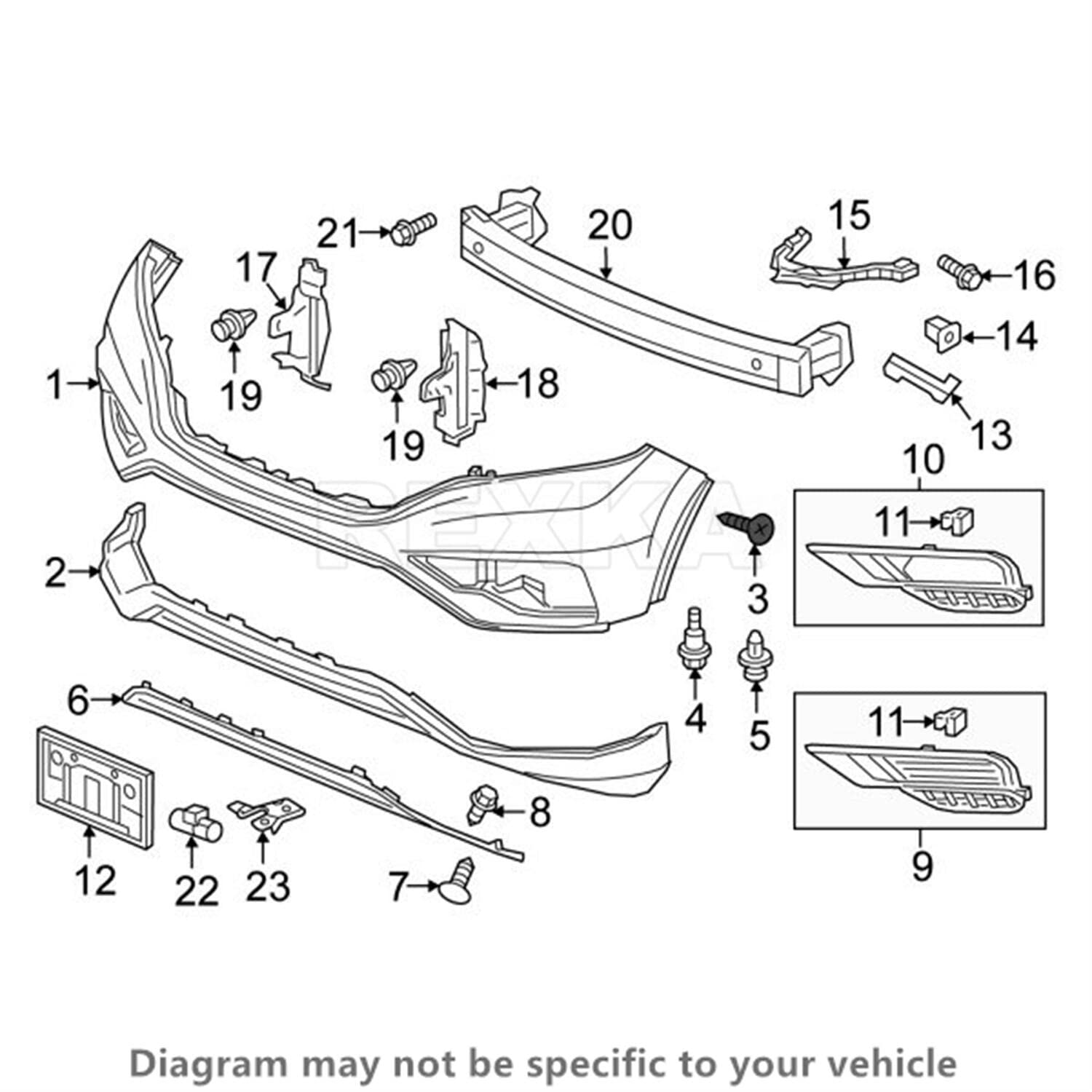 Rexka 15Pcs Bumper Cover Fender Liner Splash Shield Screw Retainer 90103-Ta0-000 Compatible With Honda Acura Accord Civic Cr-V C
