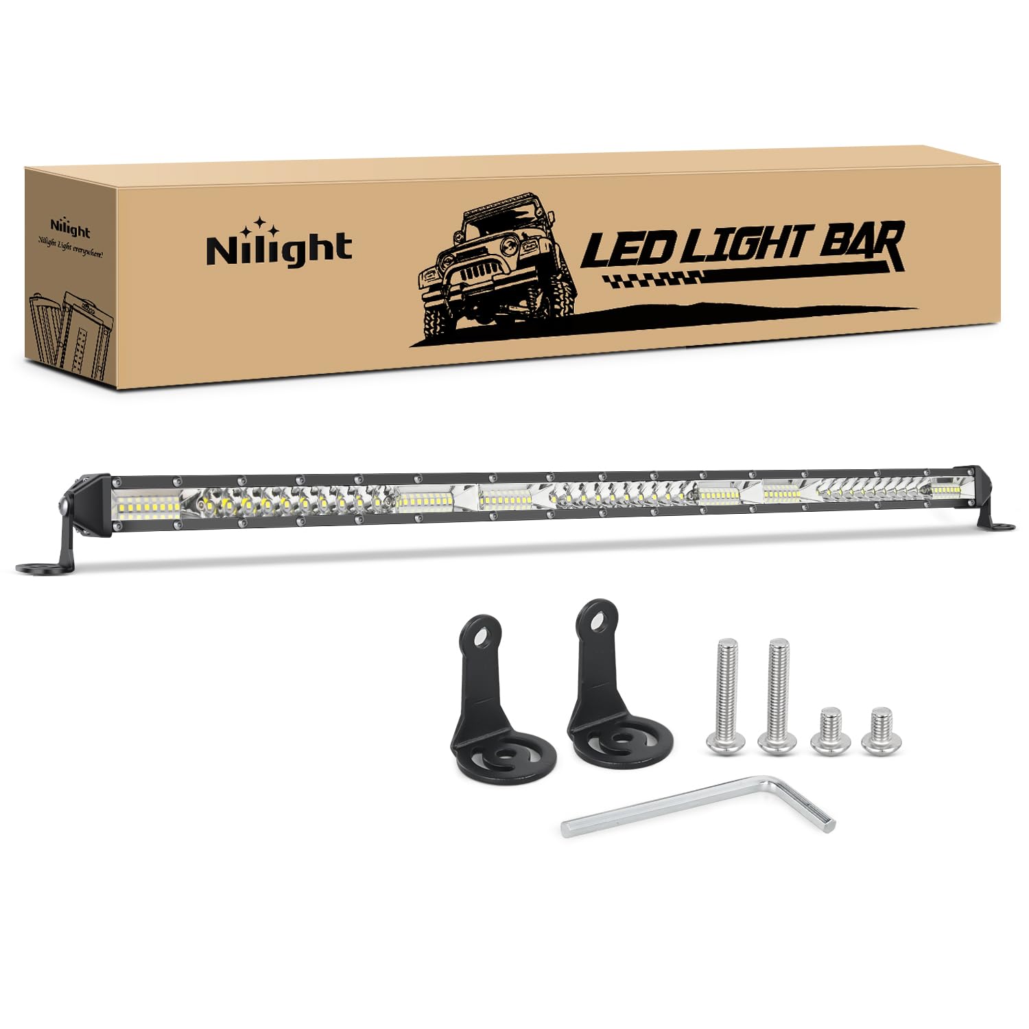 Nilight Slim Led Light Bar 31 Inch 78Led Single Row Spot Flood Combo Fog Driving Work Roof Bumper Lamp Offroad Lighting For 4X4