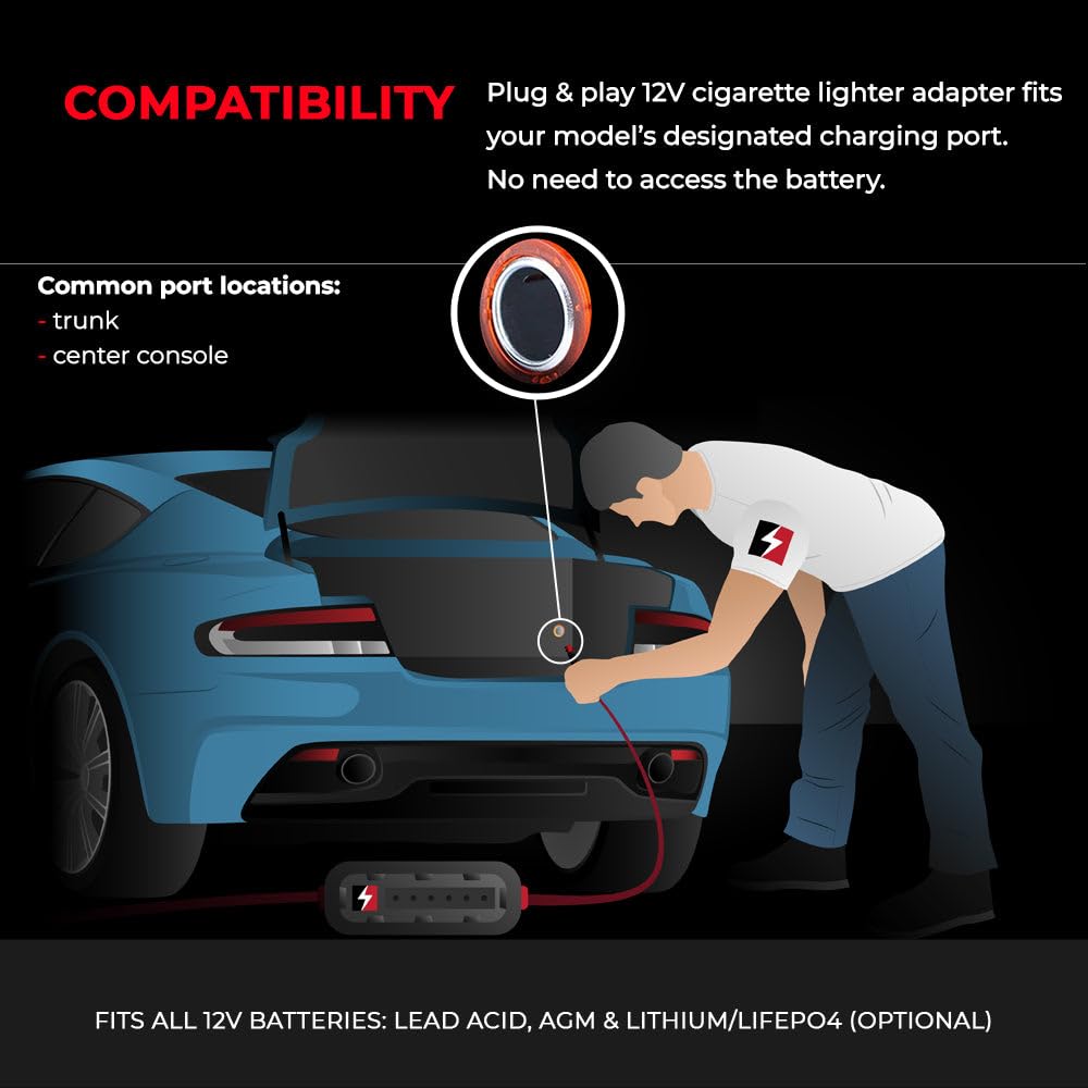 Juice My Ride JMR Battery Charger for Aston Martin DB9 Vantage DBS 12V Cig Port, No Lithium Mode, Model JSC-6A