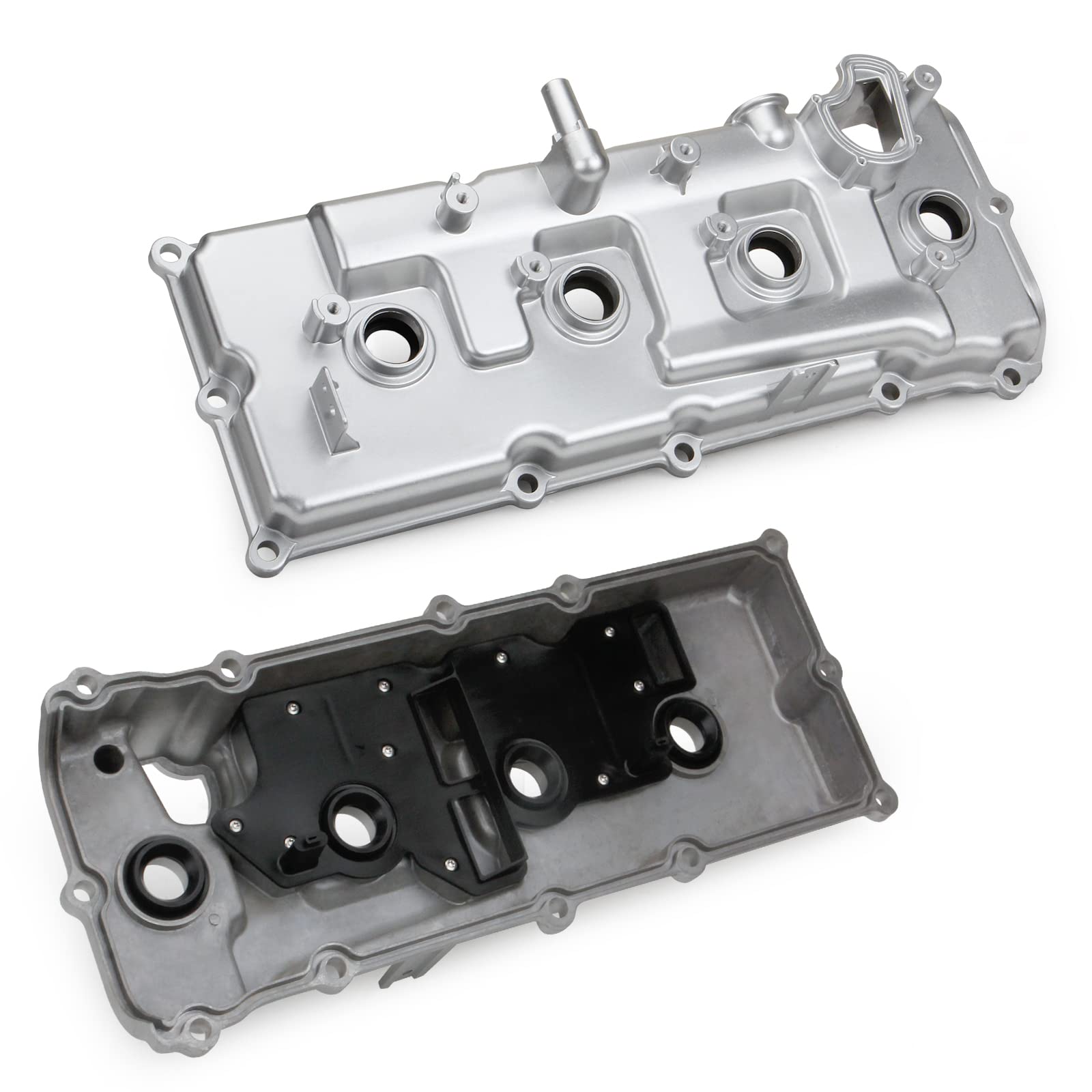 MITZONE Aluminum Valve Covers Kit for Nissan Armada/Pathfinder/Titan NV3500 QX56 5.6L - Upgrade Silver Finish, Compatible Parts #13264-ZE01A/ZE
