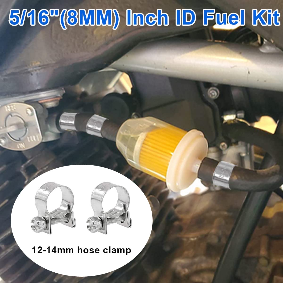 Tnisesm 5/16''(8Mm) Inch Id Fuel Line Kits, 2 Meter / 6-Foot Fuel Line + 2Pcs 1/4 Inch X 5/16 Inch Gas Inline Fuel Filters With