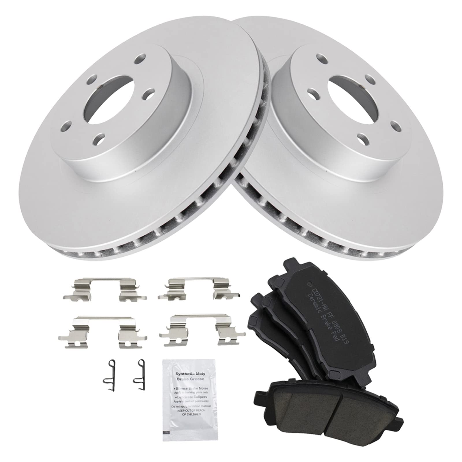 Trq Front Brake Pad & Rotor Kit Brake Pads Brake Rotor Ceramic Premium G-Coated Compatible With 1998-2002 Subaru Forester 1998-2