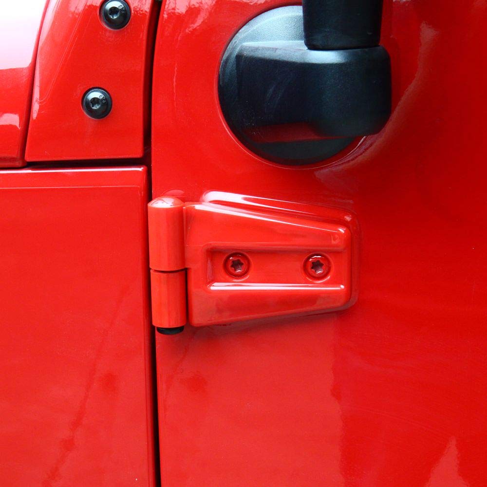Cherocar Door Hinge Covers Protector Red Kit Fits For Jeep Wranlger Unlimited Rubicon Sahara Sports Accessories 2007-2018 Jk Jku
