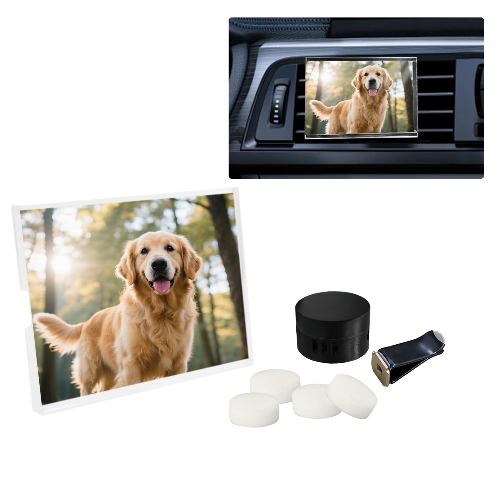 ORIESSE Car Photo Frame Air Freshener Vent Clip,Car Dashboard Accessories for Women,Customizable Pictures and Fragrance Vent Cli