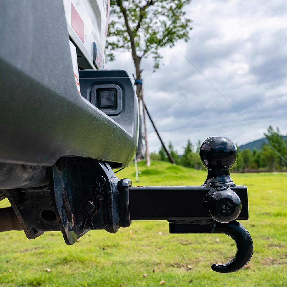 Towever 84181 Towever Class 3/4 Trailer Hitch 2 Inch Ball Hitch With Hook (Black, Hollow Shank), For Pickup Truck Tow Hitch Receiver