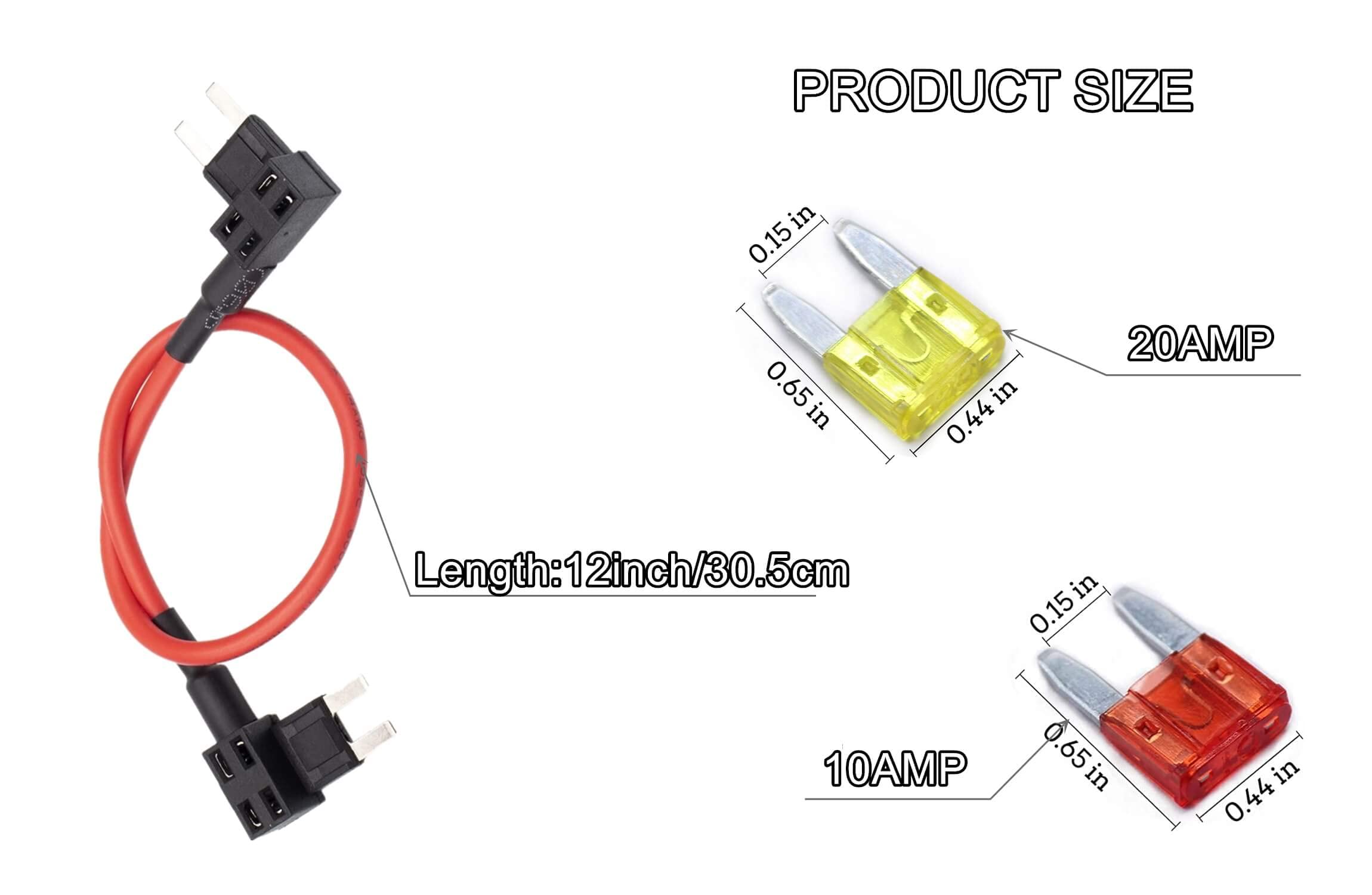 LDCRE TIPM Bypass Cable for Fuel Pump Relay, 14AWG Wire, Red, Compatible with Dodge Ram 1500/2500/3500, Jeep, Chrysler, VW