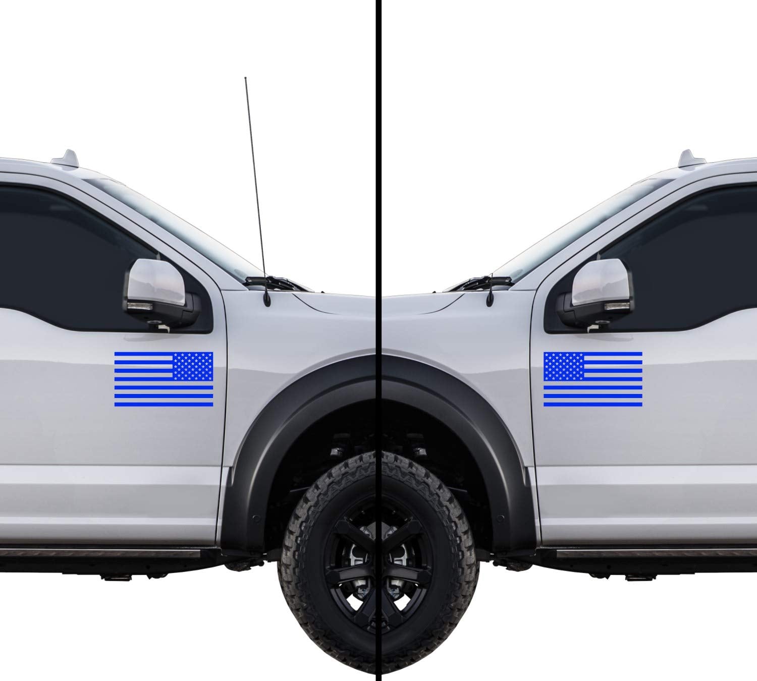 American Us Flag [Pick Color/Size] Vinyl Decal Sticker For Laptop/Car/Truck/Window/Bumper (5In Subdued Pair, Matte Blue)