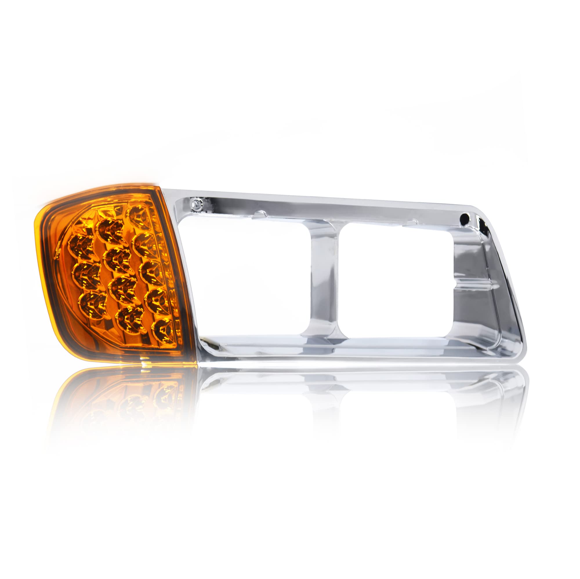 Torque Headlight Bezel Passenger Right Side Replacement For 1989-2002 Freightliner Fld Semi Trucks With Amber Led Turn Signal Li