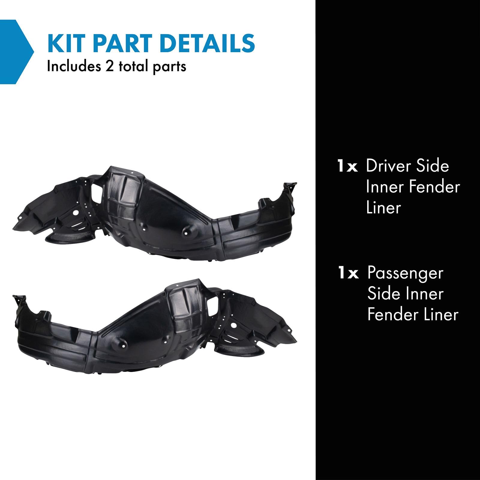 Trq Inner Fender Liner Set Compatible With 2008-2011 Lexus Gs350 Gs450H Gs460 Lx1248106 Lx1249106