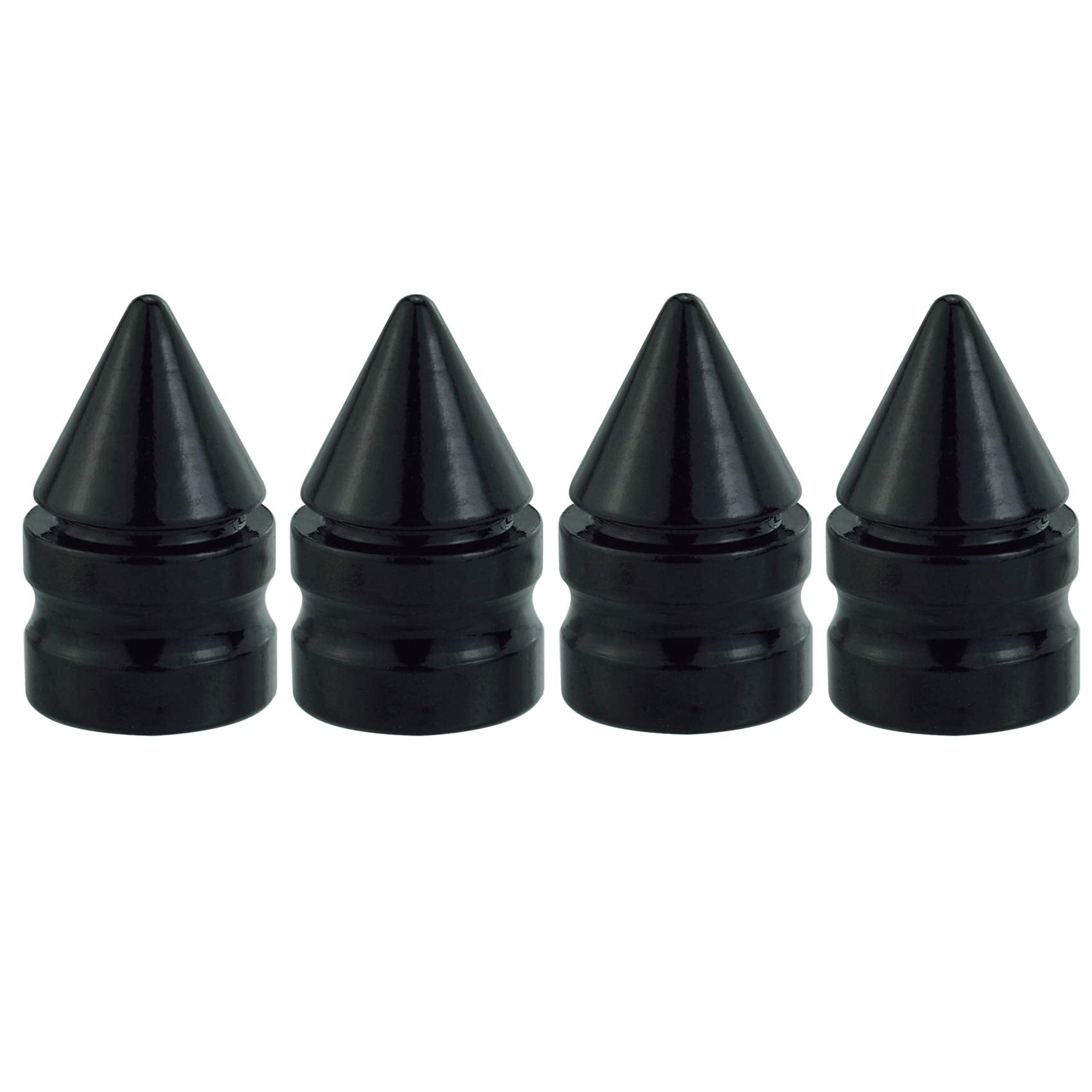 Abfer Car Tire Valve Caps Spike Wheel Air Pressure Stem Cap Aluminum Fit Most Vehicle Truck Motorcycles Bikes (Black)