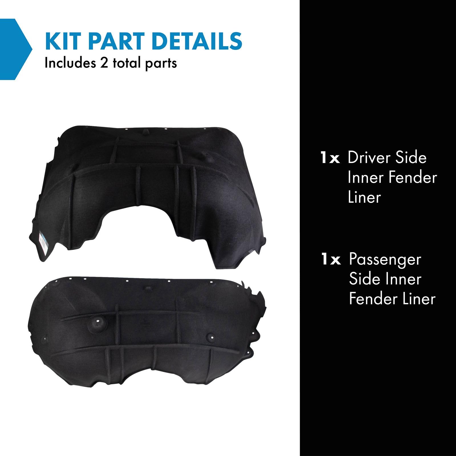 Trq Inner Fender Liner Set Compatible With 2014-2015 Chevrolet Silverado 1500 Gm1248237 Gm1249237
