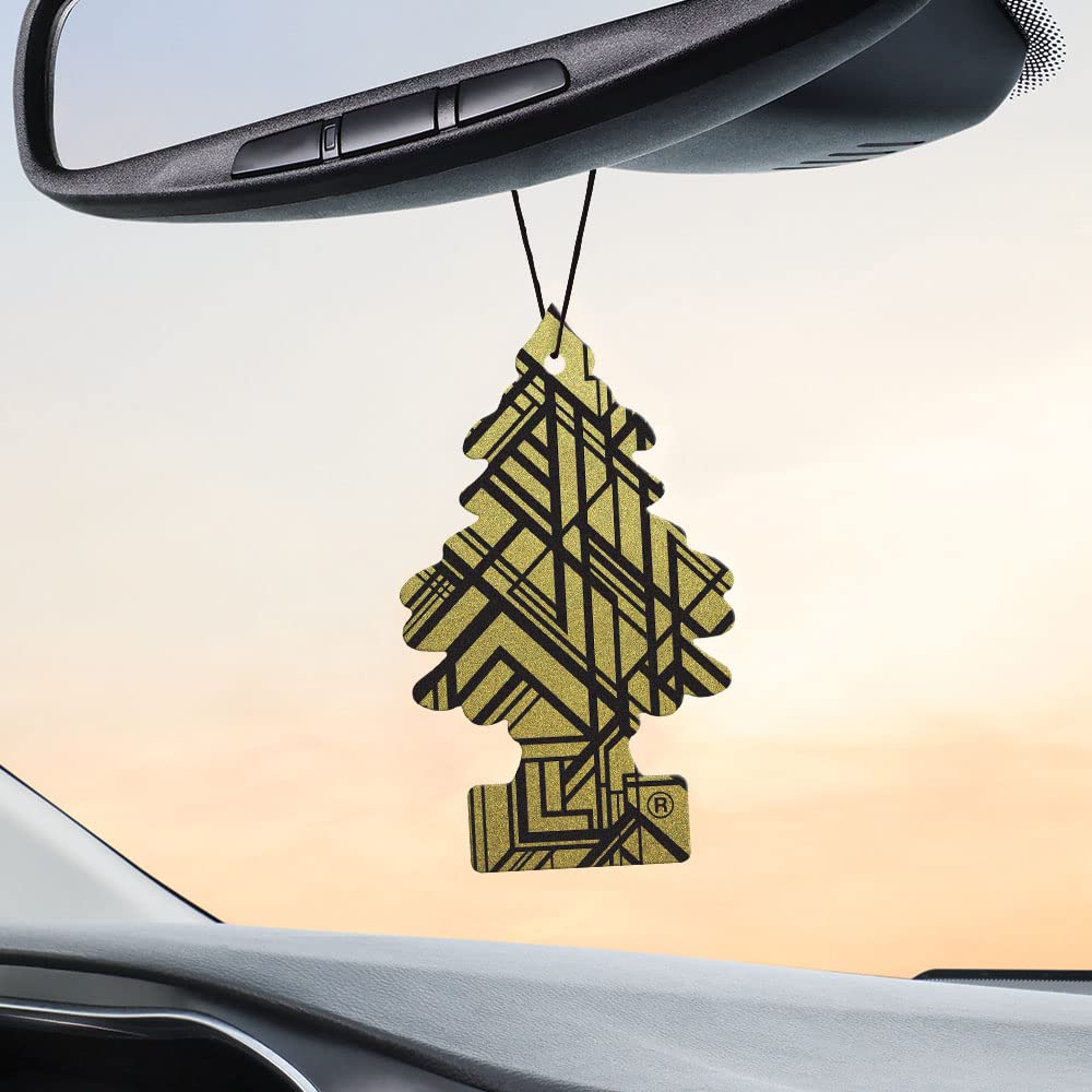 LITTLE TREES Car Air Freshener, Hanging Tree, Long Lasting Scent, Gold, 6 Count (Pack of 4), Model U6P-60210