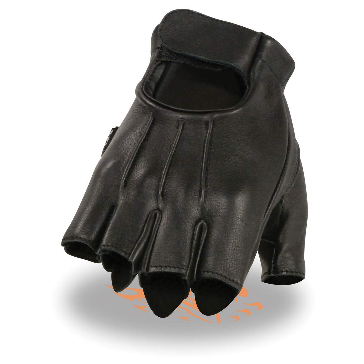 Shaf International Sh850 Men'S Black Leather Gel Padded Palm Fingerless Motorcycle Hand Gloves W/Soft Genuine Usa Deerskin - Sma