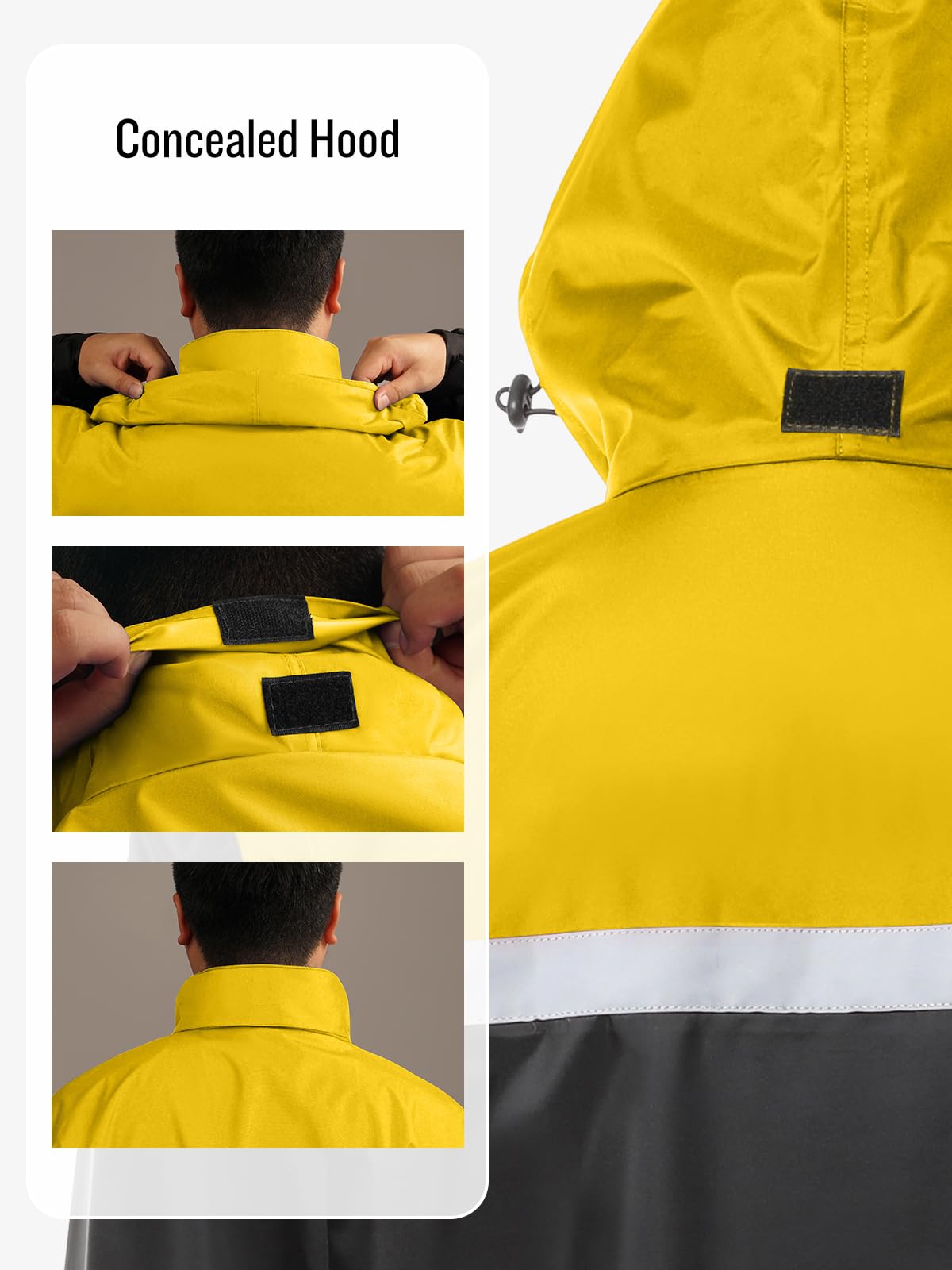 Saphirose Men'S Rain Suit High Visibility Reflective Work Rain Jacket Pants For All Sport Farm Fishing Motorcycle (Black/Yellow,