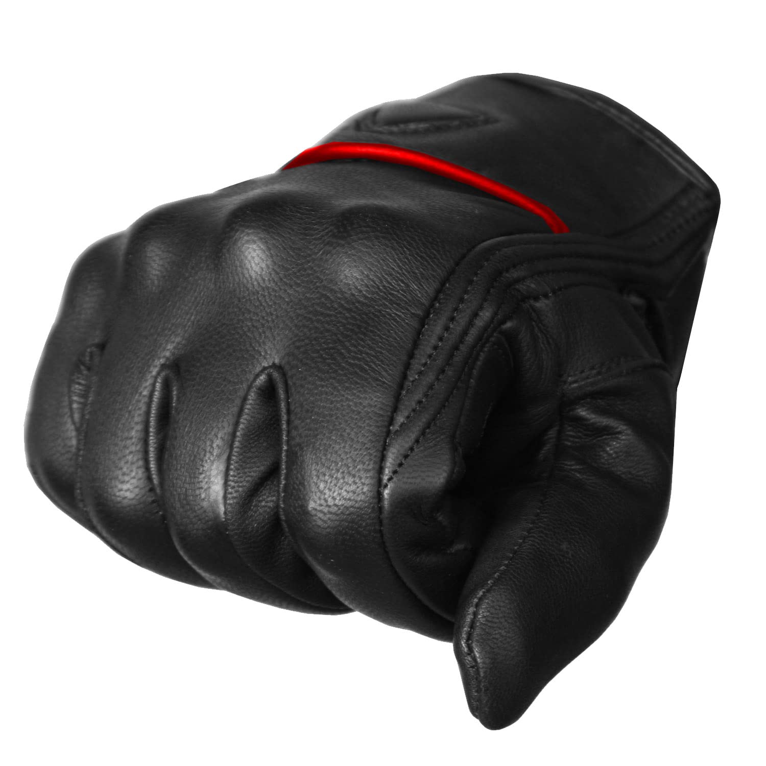 Jackets 4 Bikes Men'S Premium Leather Street Motorcycle Protective Cruiser Biker Gel Gloves Blackred Xxl