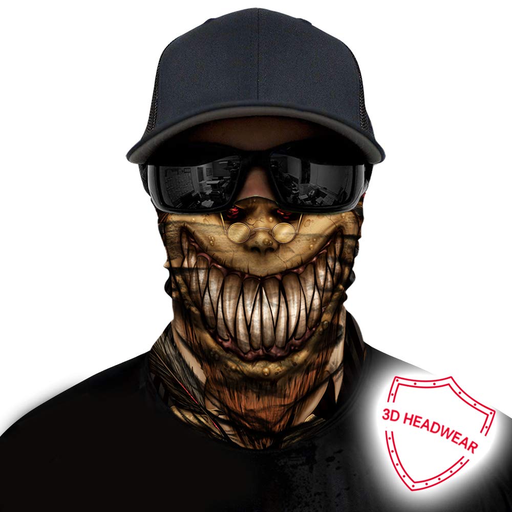 Obacle Skull Face Mask - Sun Dust Wind Protection 3D Tube Seamless Durable Bandana Headwear For Motorcycle Bike Riding Fishing C