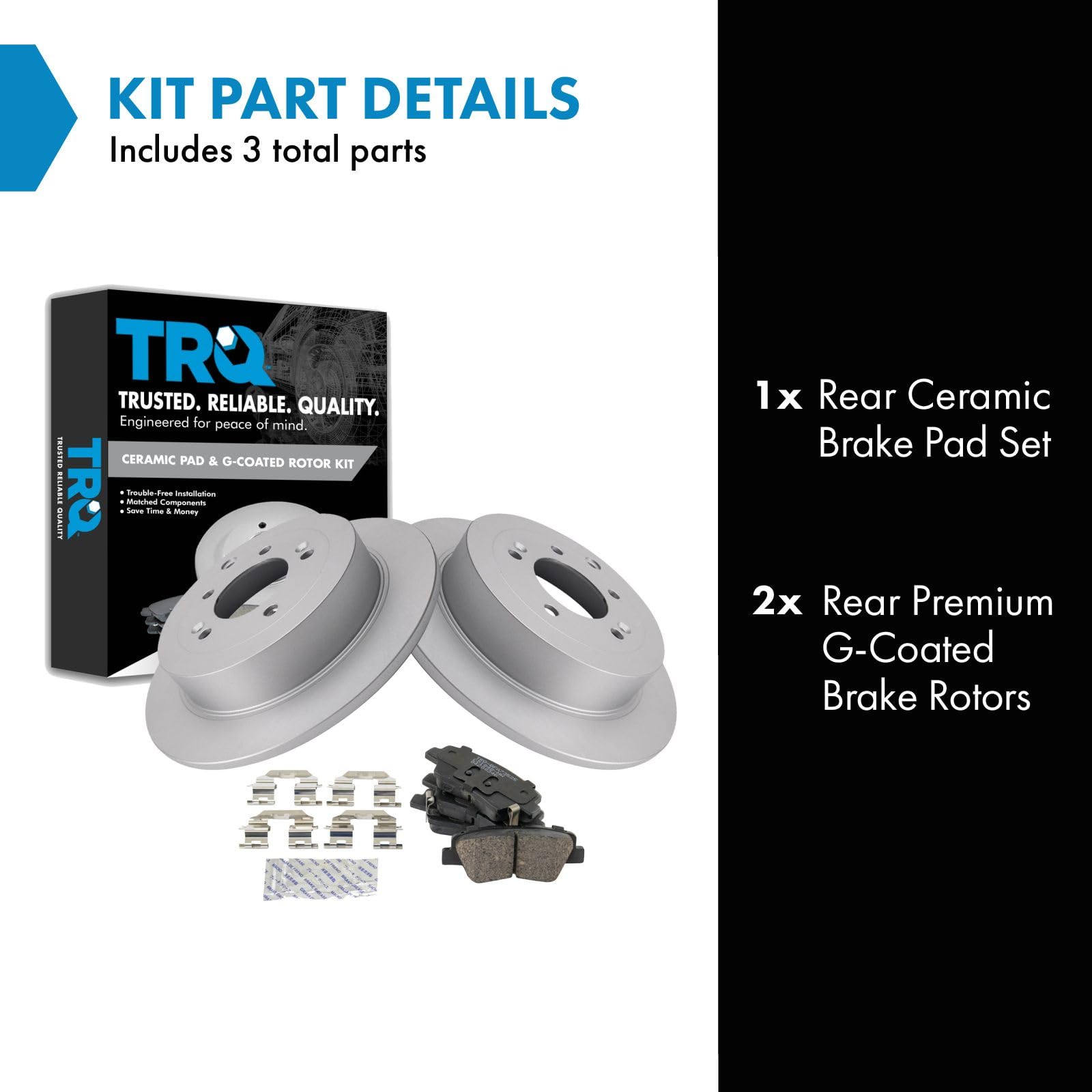 Trq Rear Brake Pad & Rotor Kit Brake Pads Brake Rotor Ceramic Premium G-Coated Compatible With 2016-2021 Hyundai Tucson 2017-202