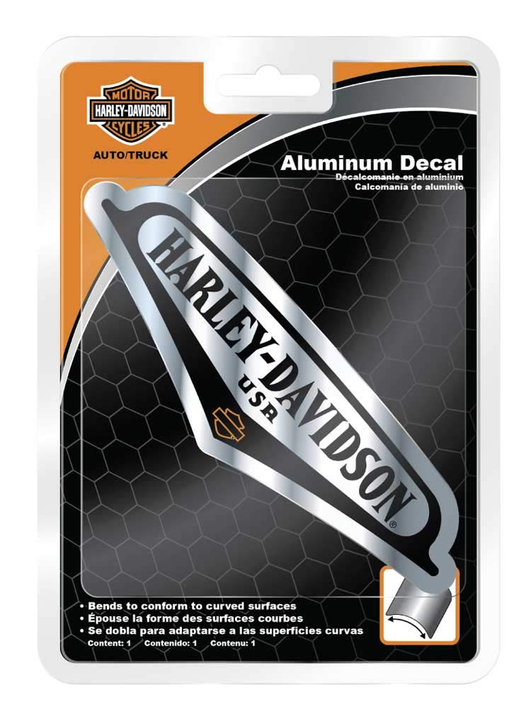 Harley-Davidson Debossed V-Tank Aluminum Decal, 5" x 7", Silver, Model CG41718