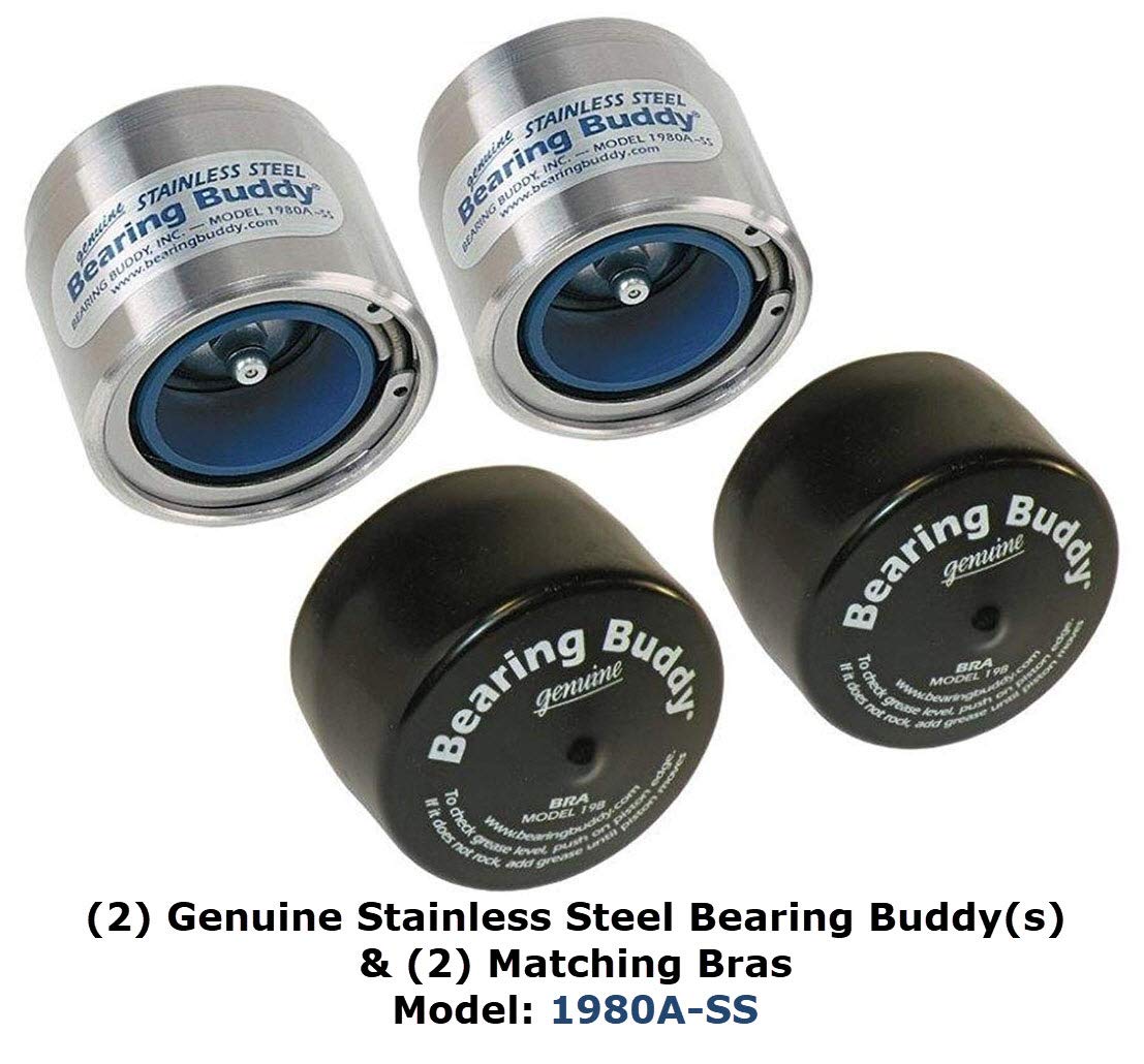 Bearing Buddy Stainless Steel Bearing Protectors, 1.980" Diameter, Model 1980A-SS, Auto Check with Bras - Pair