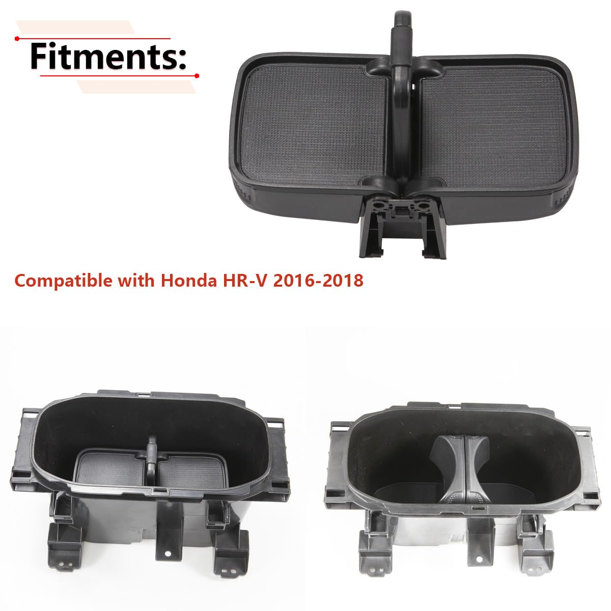 RLB-HILON Cup Holder Insert for Honda HR-V 2016-2018, Black, Plastic, Model BT-747