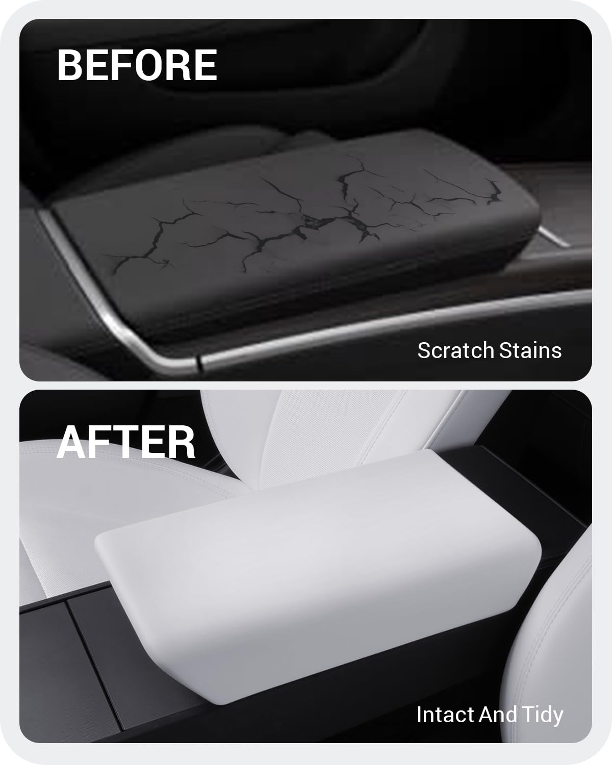 Basenor Upgraded Center Console Cover For 2024 2025 Tesla Model 3 Refresh Highland New Tesla Model Y 2025 2026 Juniper Non-Slip