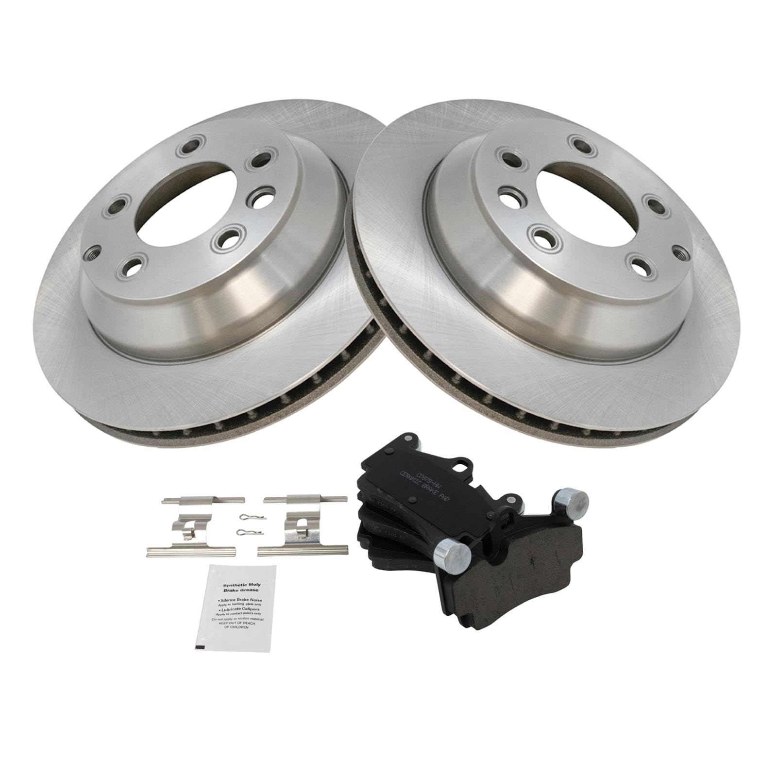 Trq Rear Brake Pad & Rotor Kit Brake Pads Brake Rotor Ceramic Compatible With 2007-2015 Audi Q7 2003-2010 Porsche Cayenne 2004-2