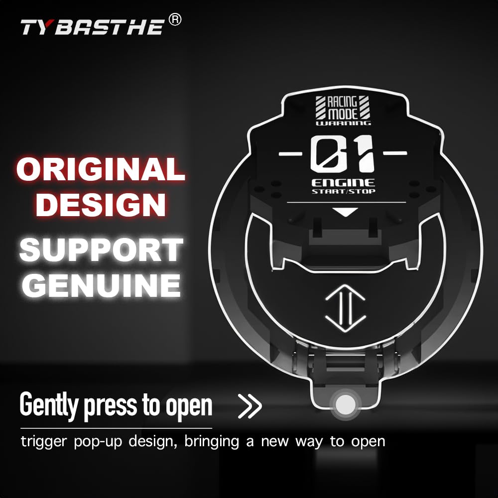 Tybasthe Push Start Button Cover, Metal Mecha Car Engine Start Stop Button Cover Protector, Cool Car Accessories Interior Decor