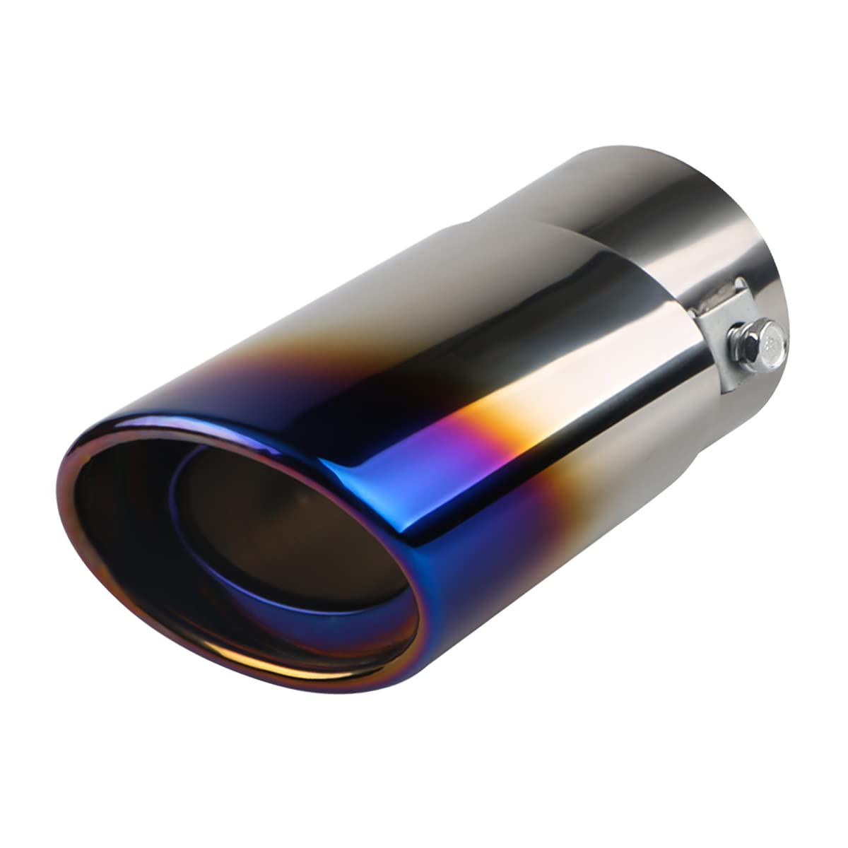 Stainless Steel Car Exhaust Tip, 2.5 To 3.3 Universal Car Exhaust Pipe Modification Tail Throat Tail Pipe, Steel Exhaust Tips Chrome-Plated Finish Tailpipe (Blue/A Style)