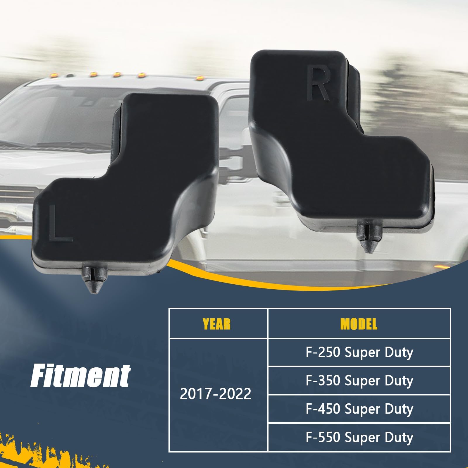 FUSCH Tailgate Upper Rubber Bushing Bumper with 3 Bumper Clips, Tailgate Top Rubber Cushion LH, RH Compatible with F-250 F-350 F