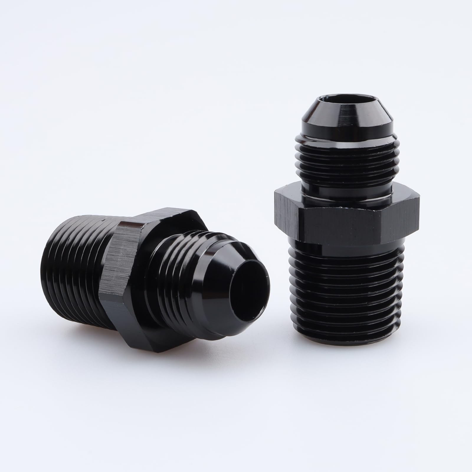 Ac Performance Male 1/2'' Npt To -8 An Flare Adapter Straight Aluminum Black, Pack Of 2
