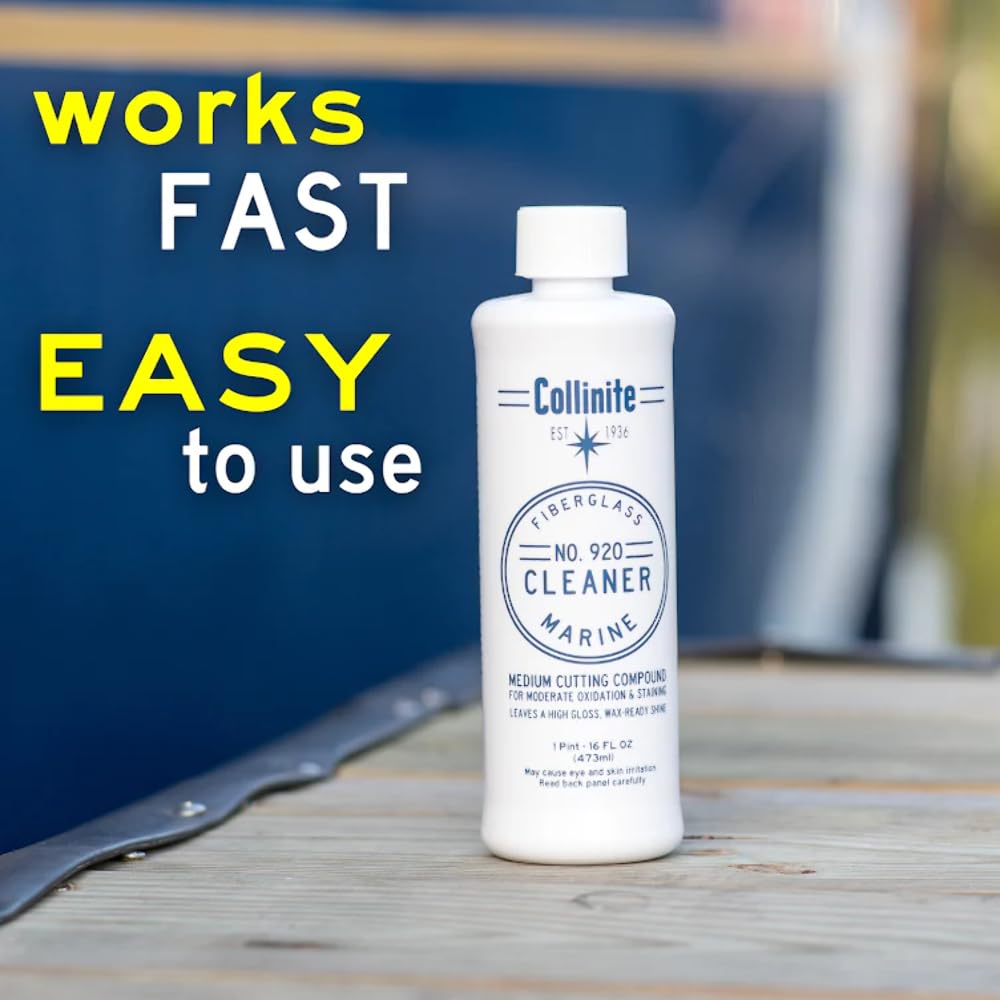 COLLINITE 920 Fiberglass Cleaner & 885 Paste Wax Combo - Water Spot & Oxidation Remover for Fast Surface Prep and Wax Protection