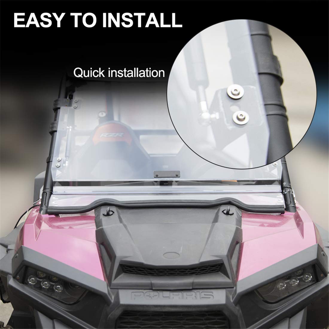KIWI MASTER Heavy Duty 3-in-1 Flip Windshield Compatible for 2014-2018 Polaris RZR XP 1000 900 Scratch Resistant