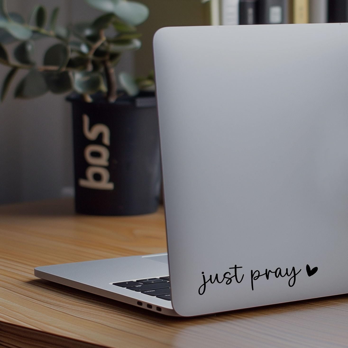 WCDHOR Just Pray Rearview Mirror Decal Sticker - Black Vinyl Affirmation for Water Bottles, Laptops, Bumpers, Tumblers - New Car Decor