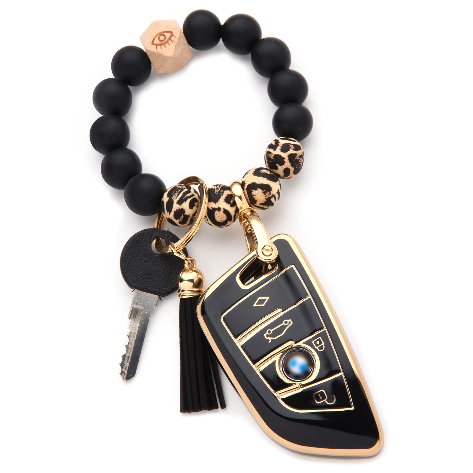 QfungYe Compatible For BMW 2 3 5 6 7 X1 X2 X3 X4 X5 X6 Series Wristlet Key Fob Cover,Anti-Fingerprint Special TPU Key Case,For W