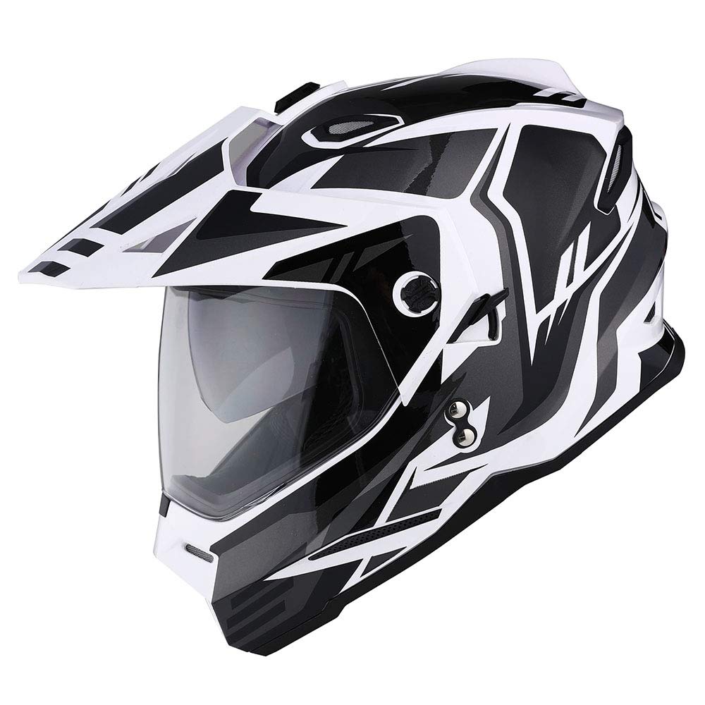 1Storm Dual Sport Motorcycle Motocross Off Road Full Face Helmet Dual Visor Storm Force Black + Motorcycle Bluetooth Headset