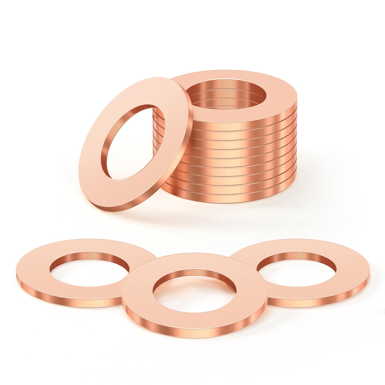 20Pcs M14 Annealing Red Copper Oil Drain Plug Crush Washers Gasket Seal Ring