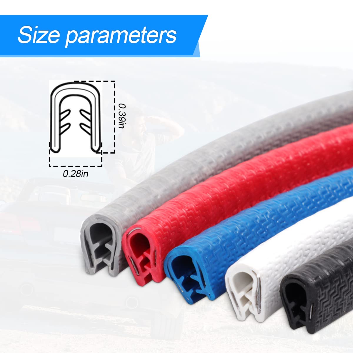 Car Door Protector Edge Guards, Universal Rubber Seal U Shape Car Door Protection, Aluminum Boat Edge Trim Guards No Glue Requir