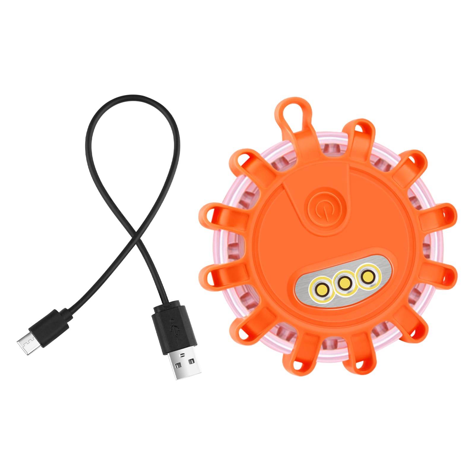 AK LED Road Flares Rechargeable Safety Flashing Warning Light Roadside Emergency Disc Beacon Kit for Vehicles Boats with Magneti